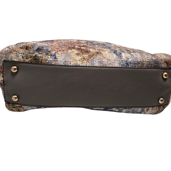 Enzo Angiolini Sequin Metallic Tote Bag Textured Gold Bronze Silver Pattern - Picture 7 of 13